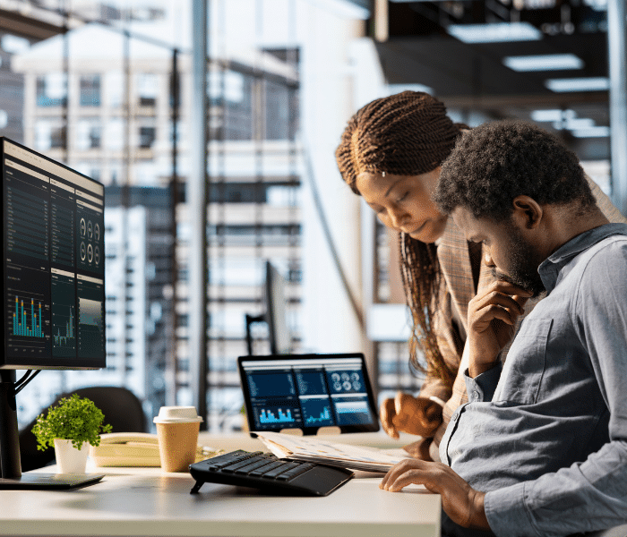 CIO reviewing zero-downtime migration roadmap on tablet